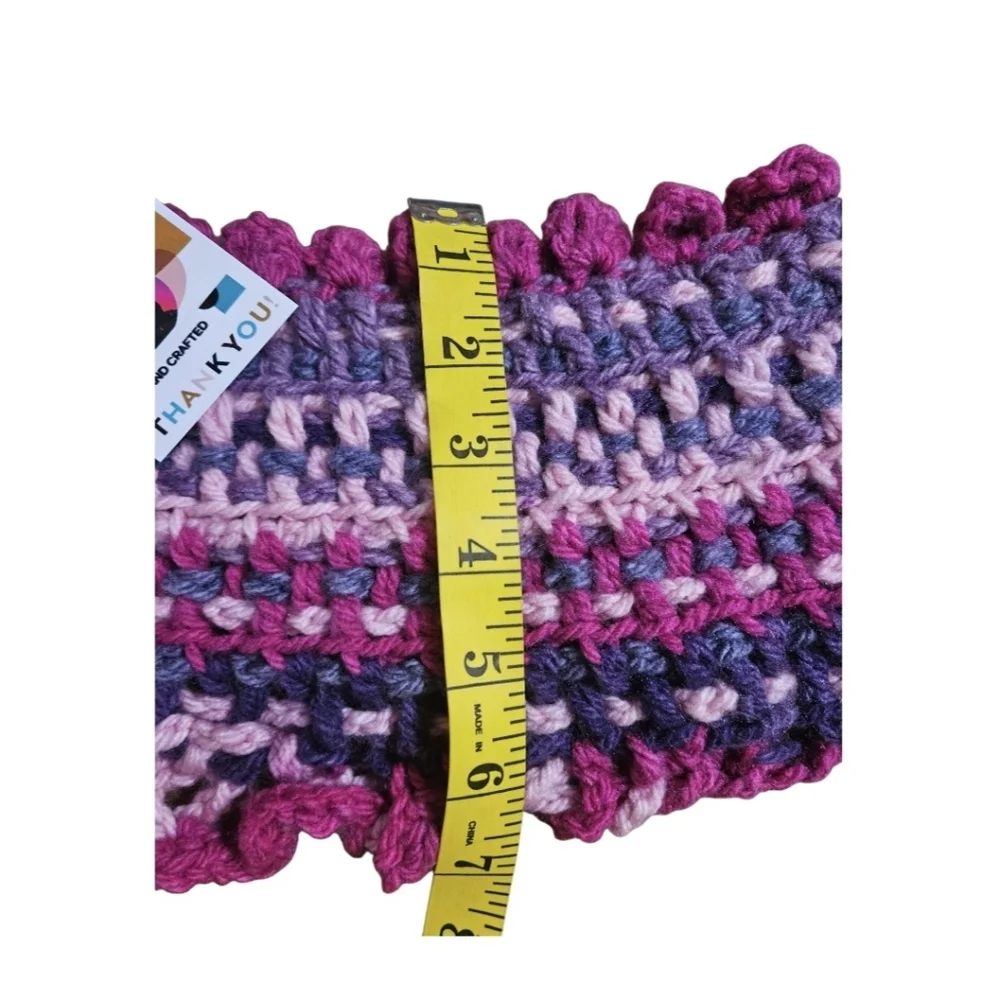 8-way Crochet Scarf Chuncky Cupcakes Blackberry Sorbet Color Winter handmade